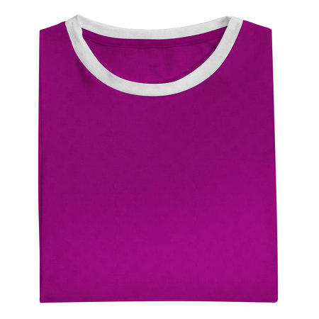 Add your logo or design to this Folded View Fantastic T Shirt Mockup In Striking Purple Color, it will become more realの写真素材