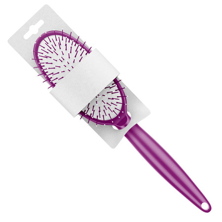 Make your fantastic design or logo artistic with this Realistic Hairbrush Mockup In Striking Purple Color.の写真素材
