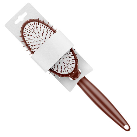 Make your fantastic design or logo artistic with this Realistic Hairbrush Mockup In Russet Brown Color.の写真素材