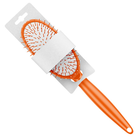 Make your fantastic design or logo artistic with this Realistic Hairbrush Mockup In Orange Tiger Color.の写真素材