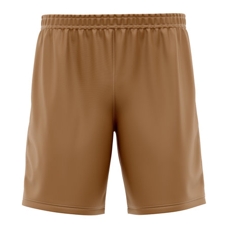Make your design process quicker and more stunning with this Front View Popular Soccer Shorts Mockup In Brown Sugar Color.の写真素材