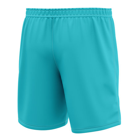 With this Back Side View Popular Soccer Shorts Mockup In Blue Curacao Color you donât have to wait for your artwork to be done. This HD Mock-up was easy to use.の写真素材
