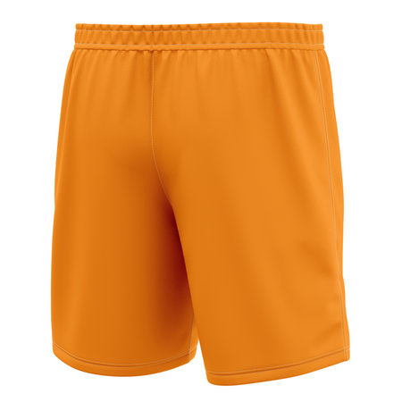 With this Back Side View Popular Soccer Shorts Mockup In Flame Orange Color you donât have to wait for your artwork to be done. This HD Mock-up was easy to use.の写真素材