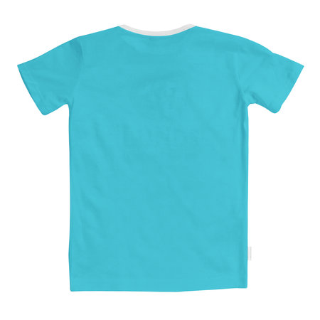 Use this Back View Perfect T Shirt Mockup In Silverpine Cyan Color, to get more wonderful design products.の写真素材
