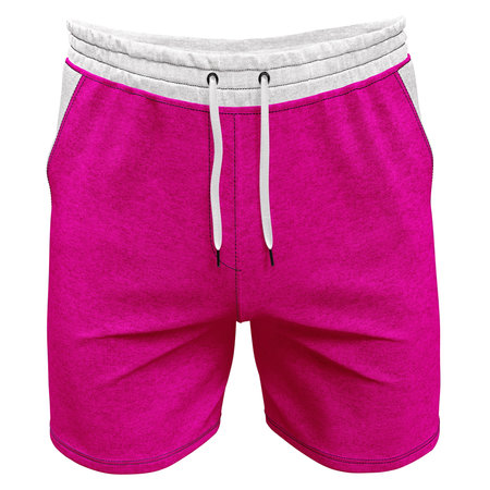 This Front View Stylish Mens Short Mockup In Beetroot Purple Color will help you customize your logo or designs like a pro.の写真素材