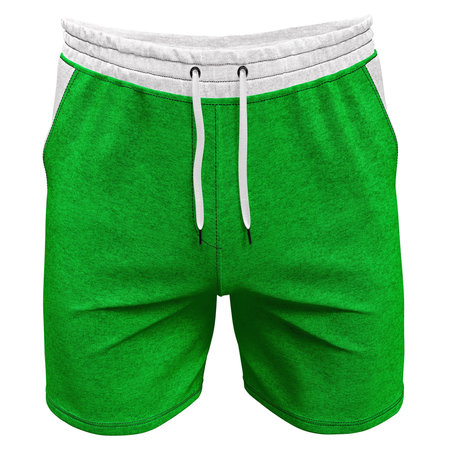 This Front View Stylish Mens Short Mockup In Green Bee Color will help you customize your logo or designs like a pro.の写真素材