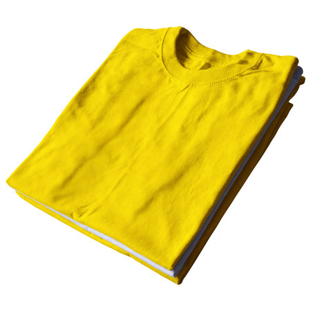 Instantly create beautiful images for your designs, with this  Marvelous Folded View T Shirt MockUp In Golden Kiwi And White Color.の写真素材