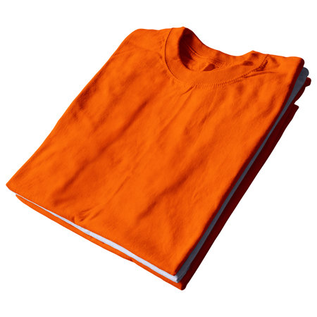Instantly create beautiful images for your designs, with this  Marvelous Folded View T Shirt MockUp In Orange Tiger And White Color.の写真素材