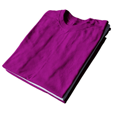 Instantly create beautiful images for your designs, with this  Marvelous Folded View T Shirt MockUp In Striking Purple And White Color.の写真素材