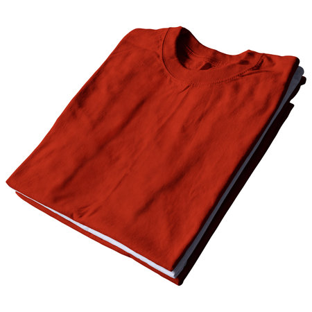 Instantly create beautiful images for your designs, with this  Marvelous Folded View T Shirt MockUp In Russet Brown And White Color.の写真素材