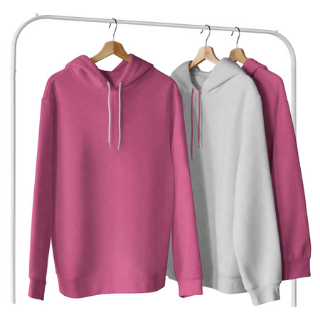 Give a boost to artwork by using this Wonderful Hoodie Mockup In Geranium Pink And White Color.の写真素材