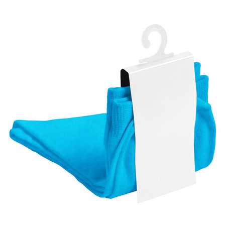 You do not need to be a professional if you use this Awesome Cotton Sock Mockup In Peacock Blue Color With Label, in your designing workの写真素材
