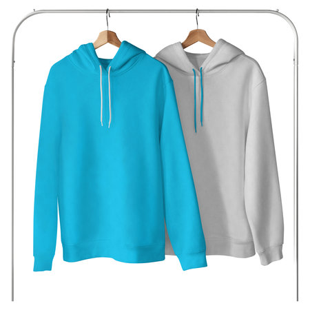 This Awesome Hoodie Mockup In Peacock Blue And White Color, can help you to implement your extraordinary designs.の写真素材