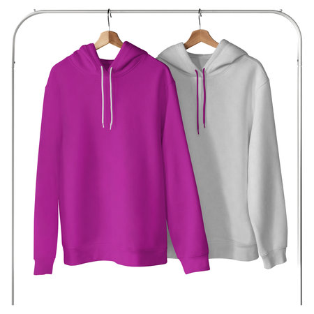 This Awesome Hoodie Mockup In Striking Purple And White Color, can help you to implement your extraordinary designs.の写真素材