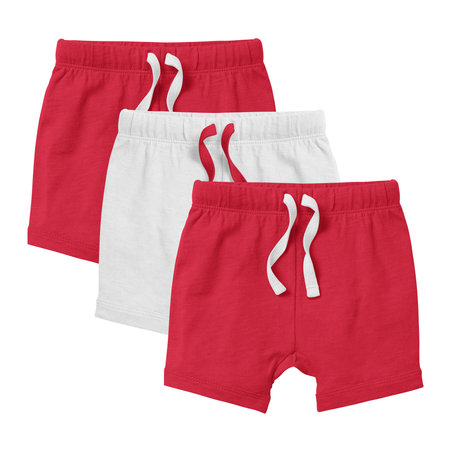 Make your design process quicker and more stunning with this Surprising Baby Shorts Mockup In True Red and White Color.の写真素材