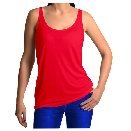 Paste the beauty of your design into this  Front View Sweet Girl Tank Top Mockup In True Red Color, and everything will appear to be real.の写真素材