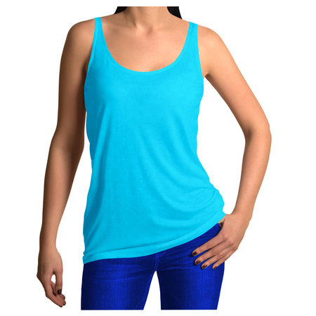 Paste the beauty of your design into this  Front View Sweet Girl Tank Top Mockup In Peacock Blue Color, and everything will appear to be real.の写真素材