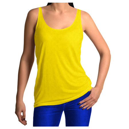 Paste the beauty of your design into this  Front View Sweet Girl Tank Top Mockup In Golden Kiwi Color, and everything will appear to be real.の写真素材