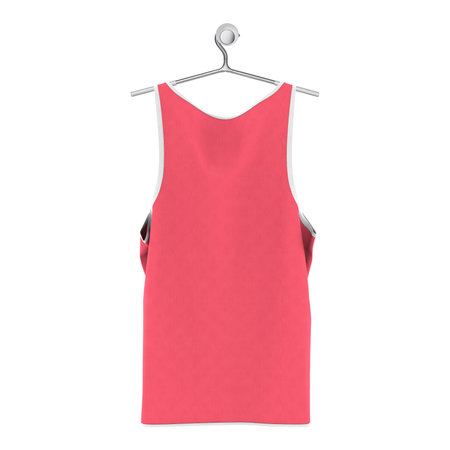 Give a boost to your designing activity by using this Back View Stylish Tank Top Mockup In Geranium Pink Color On Hanger.の写真素材