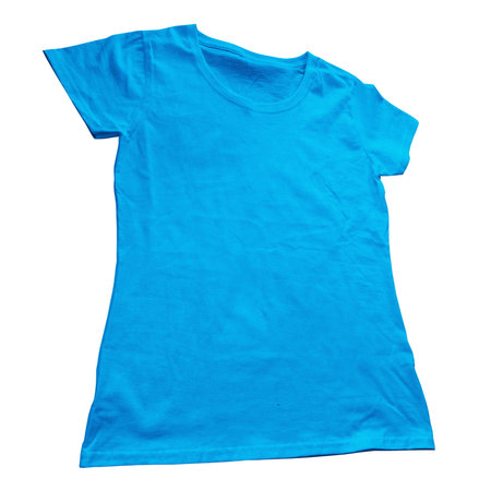 Just place your image on this Front Perspective View Gorgeous Female T Shirt MockUp In Peacock Blue Color and your design are ready to go.の写真素材