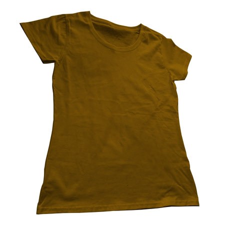 Just place your image on this Front Perspective View Gorgeous Female T Shirt MockUp In Russet Brown Color and your design are ready to go.の写真素材