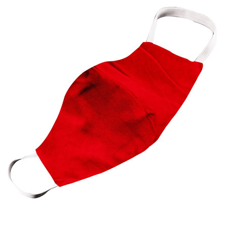 Show off your designs in a professional manner with this Brilliant Cotton Mask Mock Up In True Red Color.の写真素材