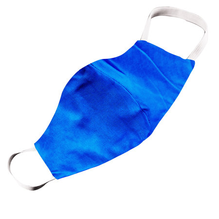 Show off your designs in a professional manner with this Brilliant Cotton Mask Mock Up In Marine Blue Color.の写真素材