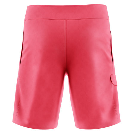 Paste your design into this Back View Fancy Mens Shorts Mock Up In Geranium Pink Color, and everything will look real.の写真素材