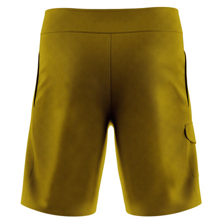 Paste your design into this Back View Fancy Mens Shorts Mock Up In Russet Brown Color, and everything will look real.の写真素材