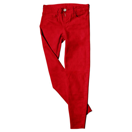 This Wonderful Pant Mock Up In Oriental Red Color, Ready To Enhance The Look Of Your Designs.の写真素材