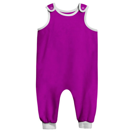 Create The Ultimate Style For Your Logo Or Design With This Magnificent Baby Cotton Dungarees Mock Up In Hyacinth Purple Color.の写真素材