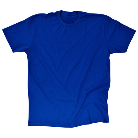 This cotton t-shirt mockup in baleine blue color, was designed to be super simple to save your time.の写真素材