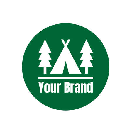 The of a tent and a tree is for mountain lovers. A camp with a simple design.のイラスト素材