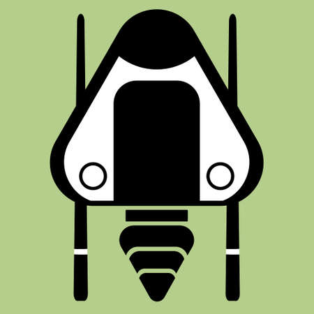 Illustration of a spaceship in the shape of an onigiri with chopsticks on the side as if.