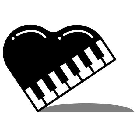 The logo idea was inspired by the shape of the piano seen from above. Then it is developed to form a visual heart and like a bubble that seems to float, supported by shadows below it.のイラスト素材