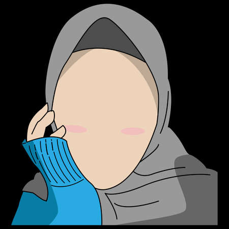 Vector illustration of Muslim woman wearing a headscarfのイラスト素材