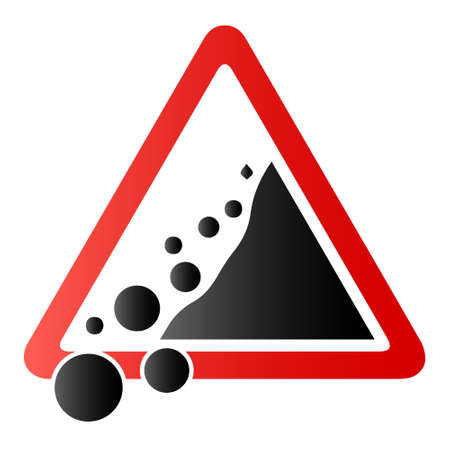 landslide-prone road sign. road traffic sign symbol.のイラスト素材