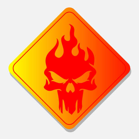 The fire skull head symbol signifies a dangerous area.のイラスト素材