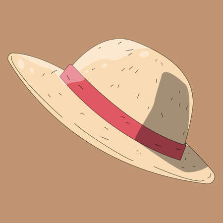 vector illustration of an authentic straw hat with drawing styleのイラスト素材