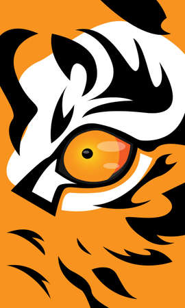 vector illustration Tiger Eyes Mascot Graphic in orange backgroundのイラスト素材