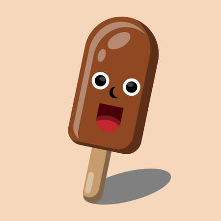 Vector chocolate  on stick character Isolated on light brown backgroundのイラスト素材