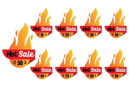 Hot sale set promotion label tag illustration designのイラスト素材
