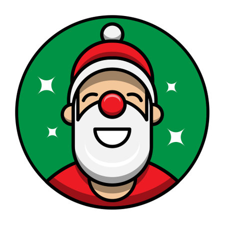 happy smiling santa claus circle logoのイラスト素材
