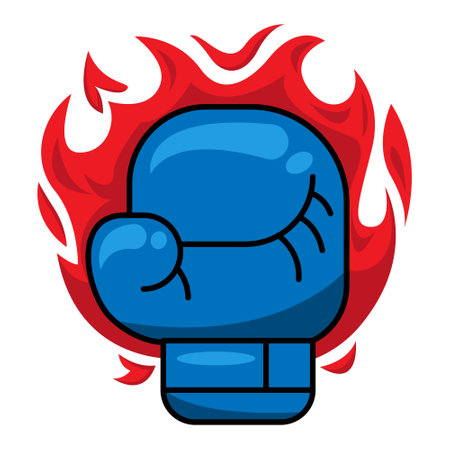 burning blue boxing gloves vectorのイラスト素材
