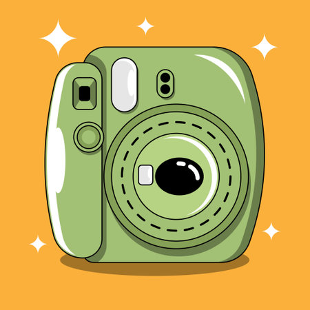 vector of a polaroid camera, with an orange background