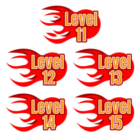 vector level hot spicy fiery level 11 to 15のイラスト素材