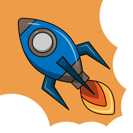 vector rocket launch with clouds. illustration concept of business product on a market.のイラスト素材