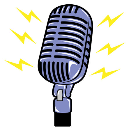 vintage old microphone on white backgroundのイラスト素材
