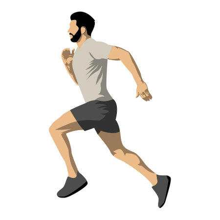 Running man illustration. Active fitness. Training and athletes. Sports movement. Flat vector illustrationのイラスト素材
