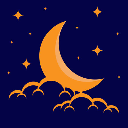 moon clouds and stars background designのイラスト素材